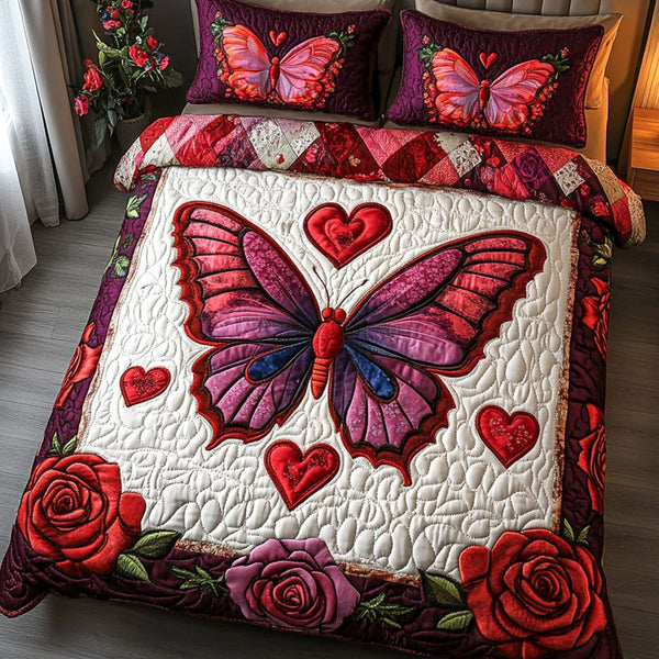 Animal Affection quilted 3-piece bedding set on a made bed with two matching pillow shams