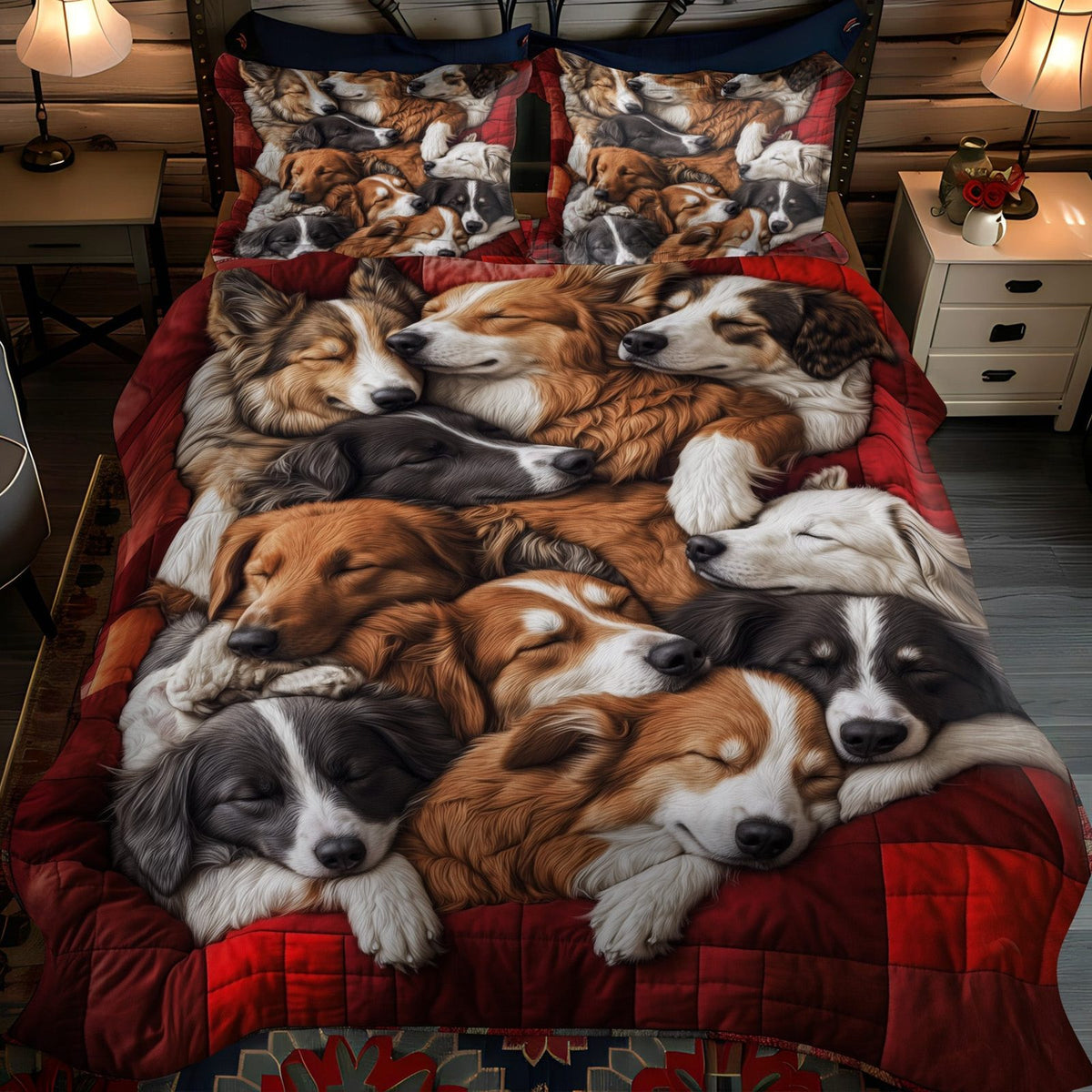 Aussie Comfort quilted 3-piece bedding set on a made bed with two matching pillow shams