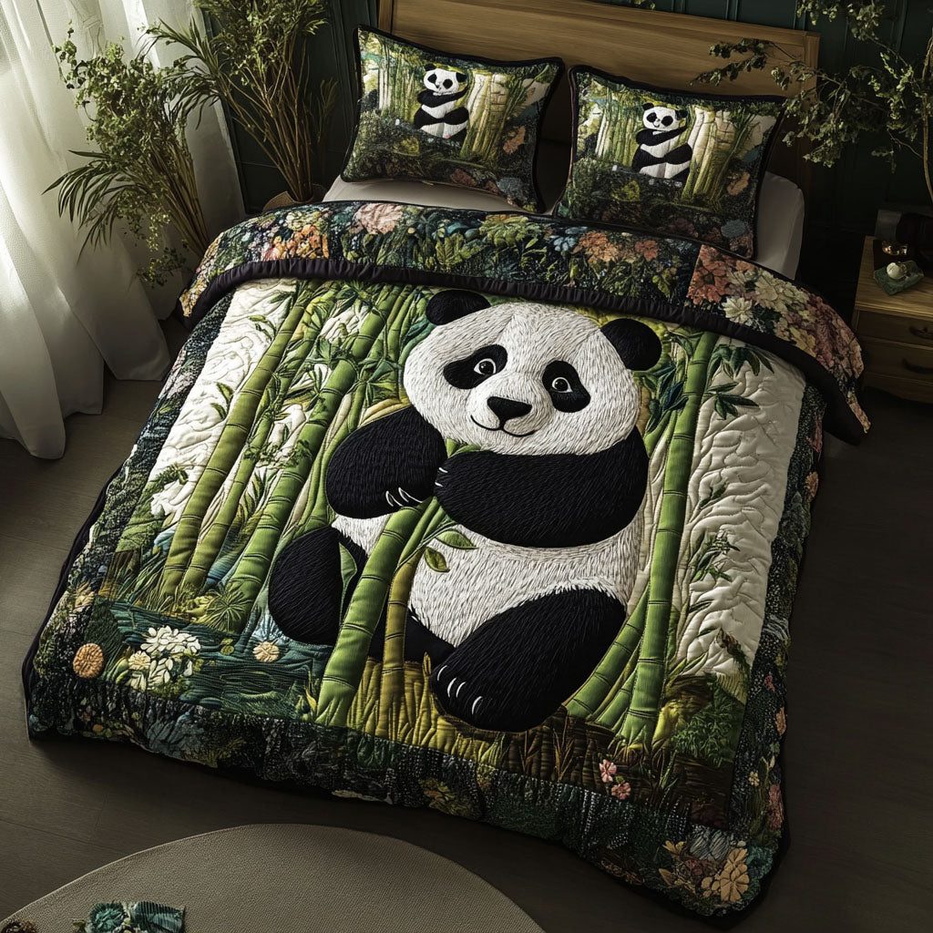 Bamboo Hug quilted 3-piece bedding set on a made bed with two matching pillow shams