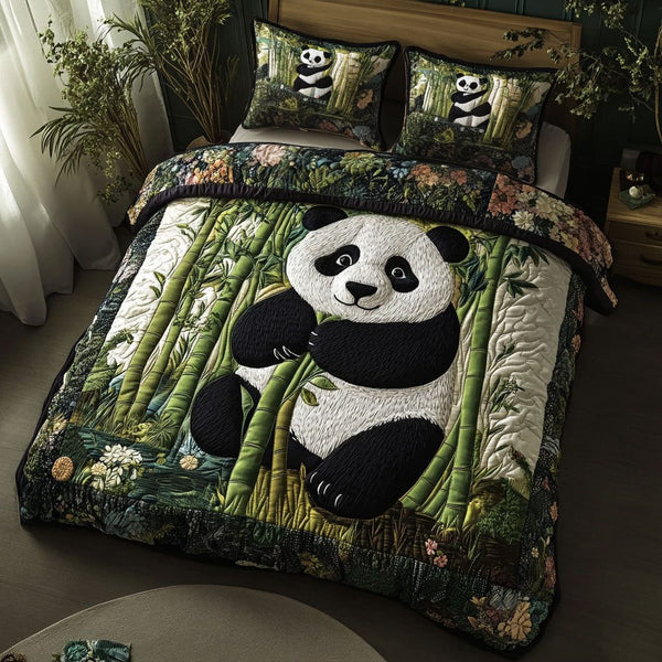 Bamboo Hug quilted 3-piece bedding set on a made bed with two matching pillow shams
