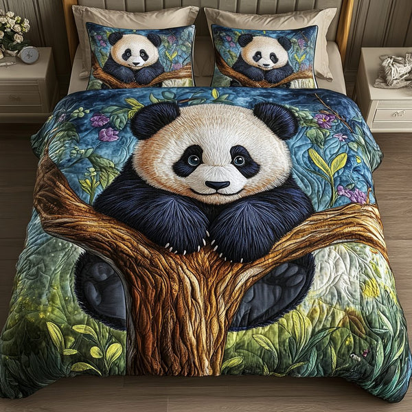 Bamboo Hugger quilted 3-piece bedding set on a made bed with two matching pillow shams
