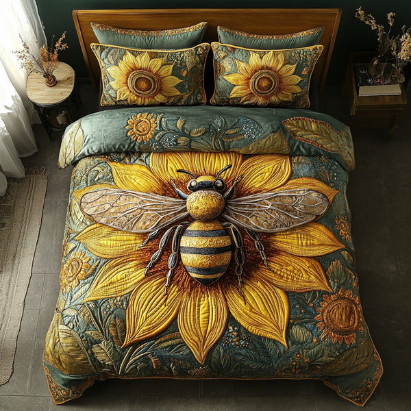 Beeutiful Haven quilted 3-piece bedding set on a made bed with two matching pillow shams