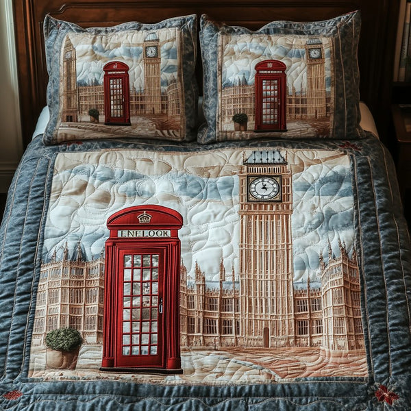 Big Ben Dream quilted 3-piece bedding set on a made bed with two matching pillow shams