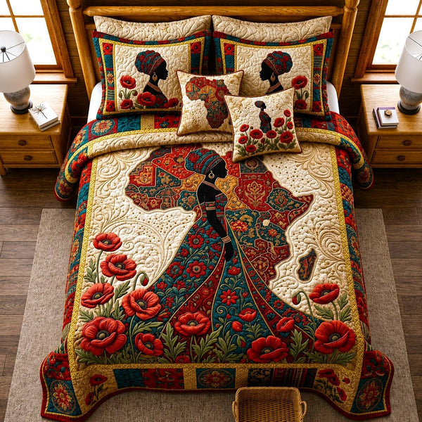 Black Royalty quilted 3-piece bedding set on a made bed with two matching pillow shams