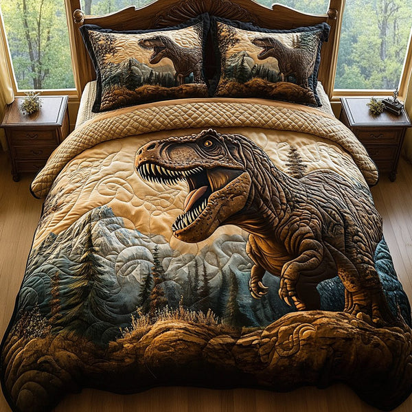 Boundless Titan quilted 3-piece bedding set on a made bed with two matching pillow shams