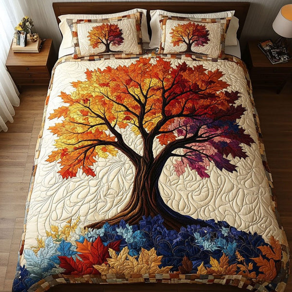 Canopy of Dreams quilted 3-piece bedding set on a made bed with two matching pillow shams