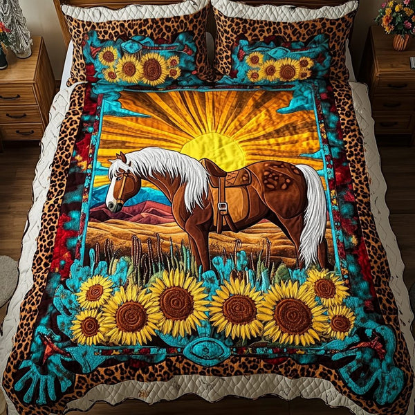 Canyon Breeze quilted 3-piece bedding set on a made bed with two matching pillow shams