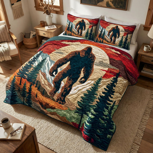 Cedar Ridge Myth quilted 3-piece bedding set on a made bed with two matching pillow shams