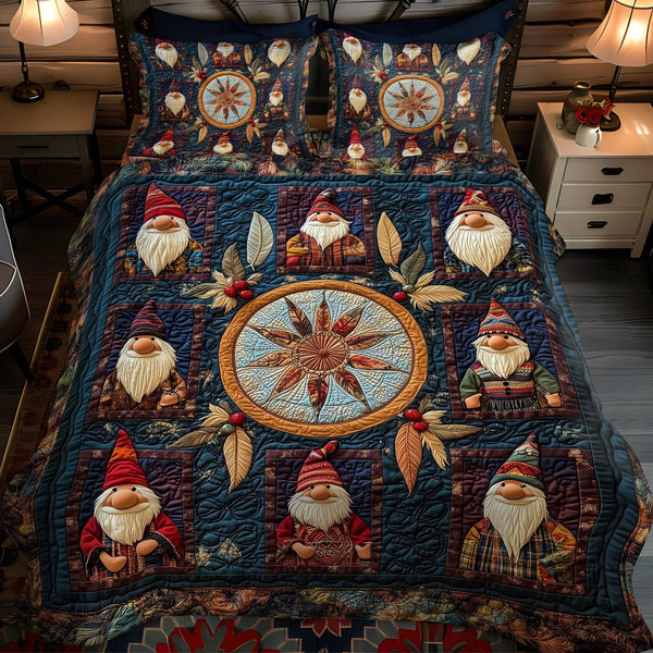 Cedar Soul quilted 3-piece bedding set on a made bed with two matching pillow shams