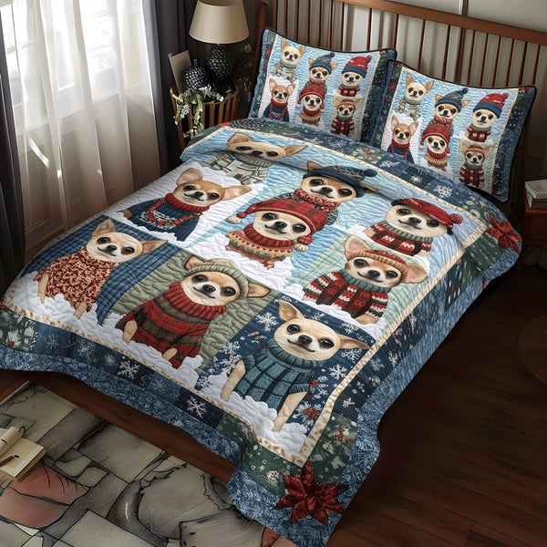 Chi-mas Joyride quilted 3-piece bedding set on a made bed with two matching pillow shams
