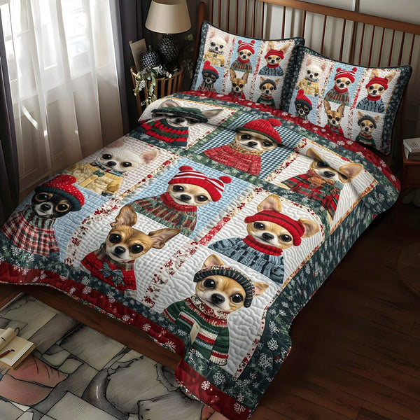 Chichi Wonders quilted 3-piece bedding set on a made bed with two matching pillow shams