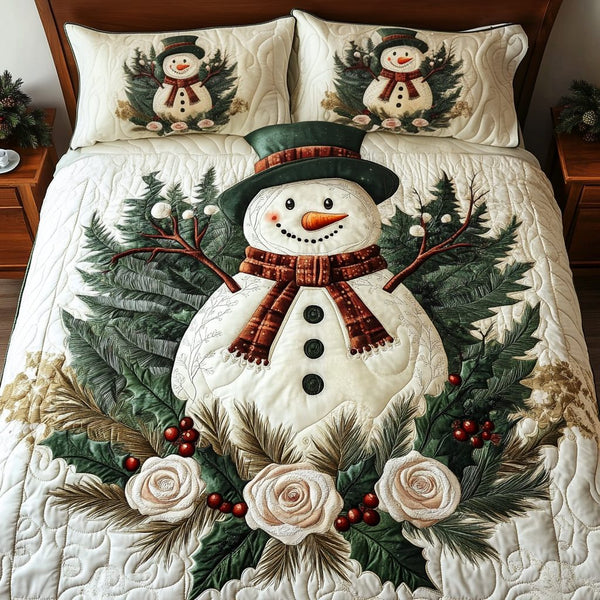 Chill Dreams quilted 3-piece bedding set on a made bed with two matching pillow shams