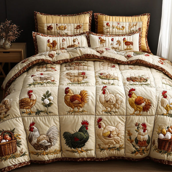 Coop Style quilted 3-piece bedding set on a made bed with two matching pillow shams