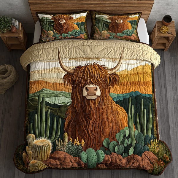Country Grace quilted 3-piece bedding set on a made bed in a farmhouse bedroom