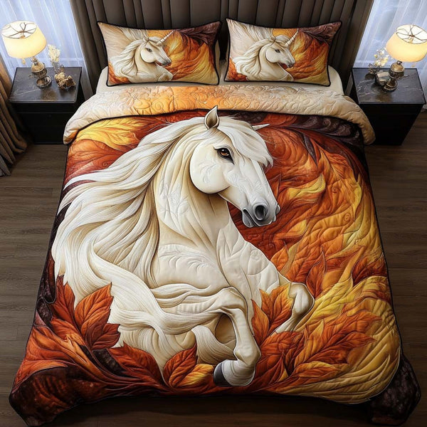 Country Majesty quilted 3-piece bedding set on a made bed in a farmhouse bedroom