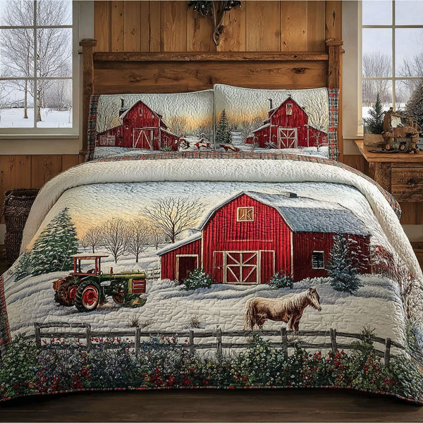 Countryside Dream quilted 3-piece bedding set on a made bed in a farmhouse bedroom