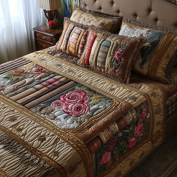 Cozy Classics quilted 3-piece bedding set on a made bed in a farmhouse bedroom