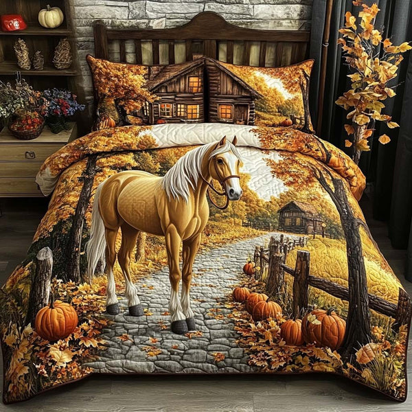 Cozy Companions quilted 3-piece bedding set on a made bed with two matching pillow shams