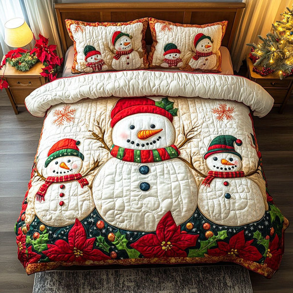 Cozy Glow quilted 3-piece bedding set on a made bed with two matching pillow shams