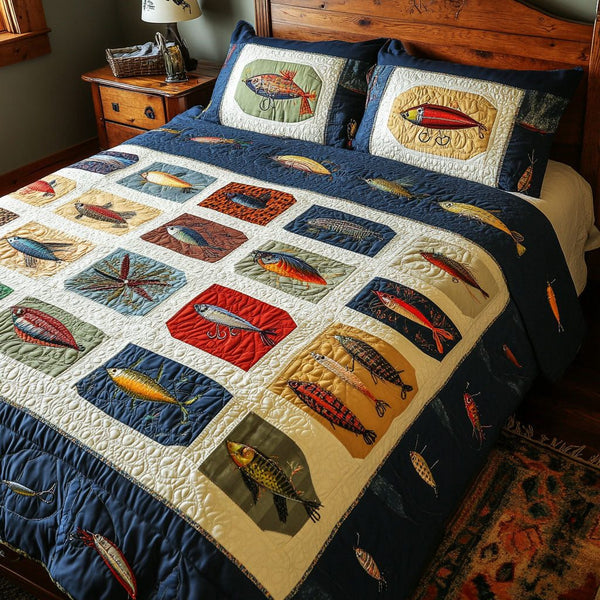 Creekside Comfort quilted 3-piece bedding set on a made bed with two matching pillow shams