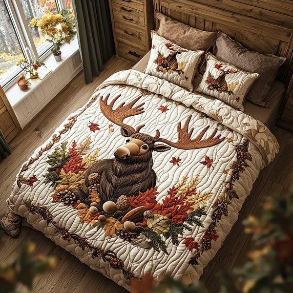 Crisp Trail quilted 3-piece bedding set on a made bed with two matching pillow shams