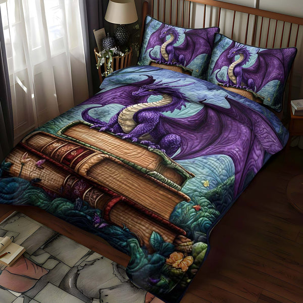 Darkwing Whisper quilted 3-piece bedding set on a made bed with two matching pillow shams