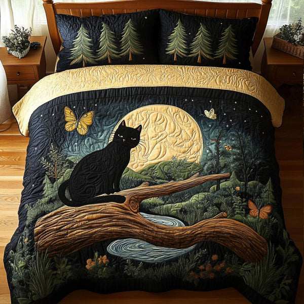Darkwood Hunter quilted 3-piece bedding set on a made bed with two matching pillow shams