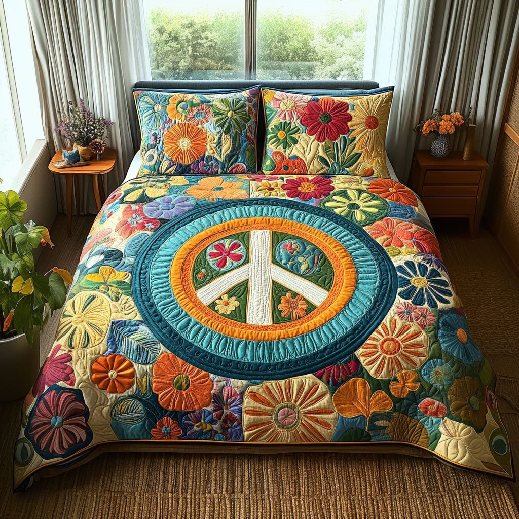 Daydream Radiance quilted 3-piece bedding set on a made bed with two matching pillow shams