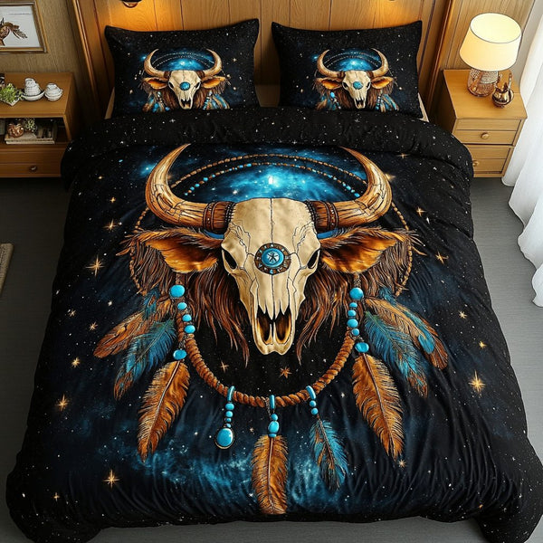 Desert Legacy quilted 3-piece bedding set on a made bed with two matching pillow shams