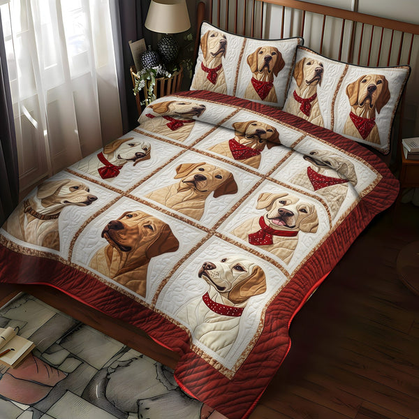 Dockside Diver quilted 3-piece bedding set on a made bed with two matching pillow shams