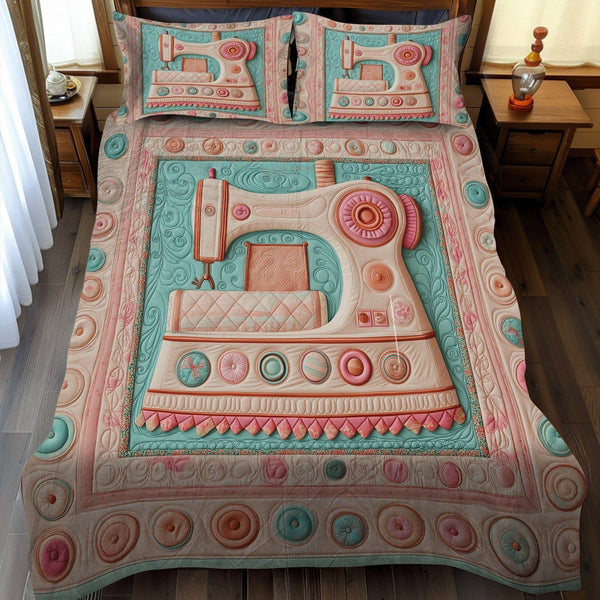 Dreamy Threads quilted 3-piece bedding set on a made bed with two matching pillow shams