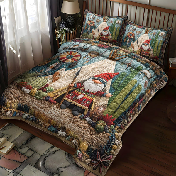 Eagle Vision quilted 3-piece bedding set on a made bed in a warmly lit bedroom