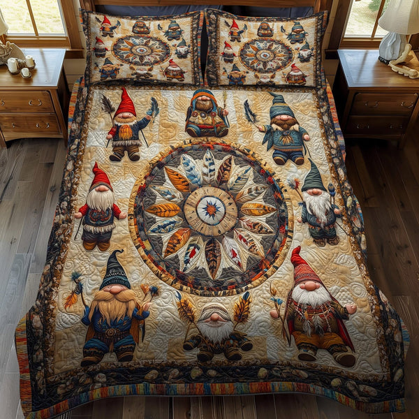 Earthbound Spirit quilted 3-piece bedding set on a made bed with two matching pillow shams