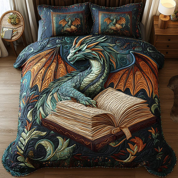 Ember Soul quilted 3-piece bedding set on a made bed with two matching pillow shams