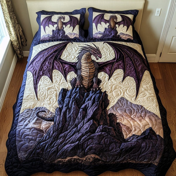 Emberstone quilted 3-piece bedding set on a made bed with two matching pillow shams