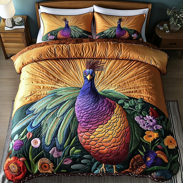 Enchanted Nest quilted 3-piece bedding set on a made bed with two matching pillow shams