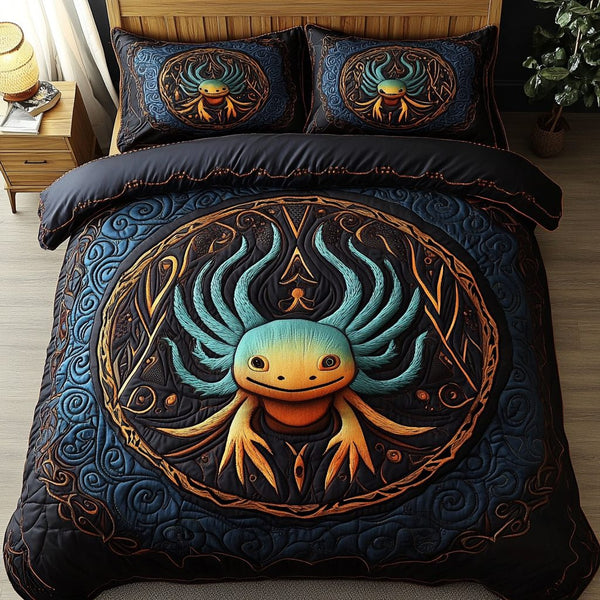 Enchanting Gills quilted 3-piece bedding set on a made bed with two matching pillow shams