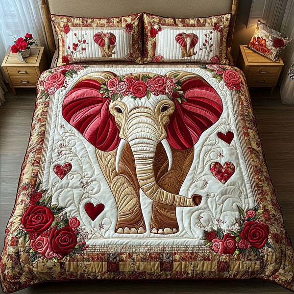 Endless Pawsibilities quilted 3-piece bedding set on a made bed with two matching pillow shams