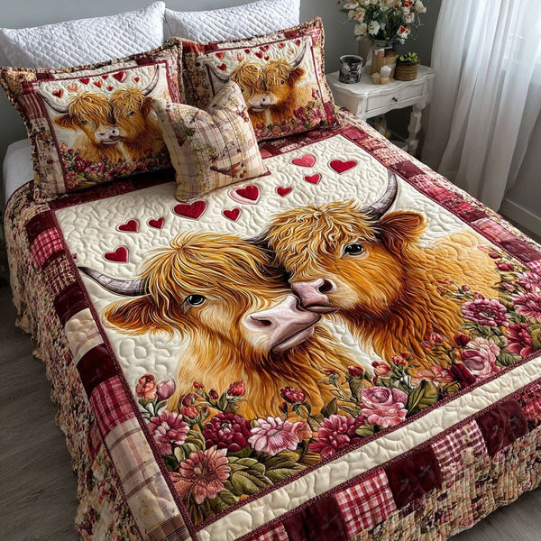 Endless Us quilted 3-piece bedding set on a made bed with two matching pillow shams