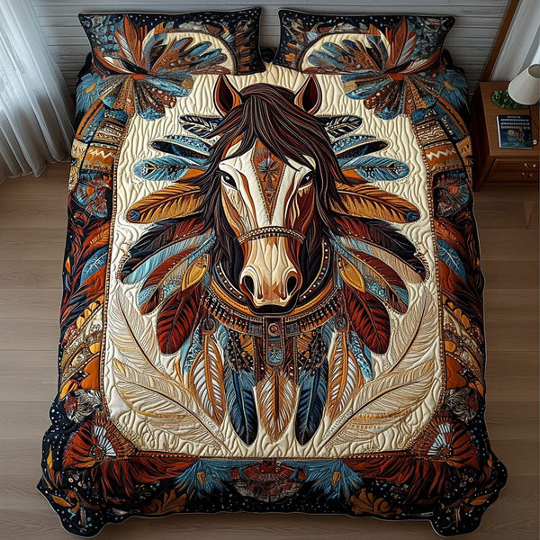 Eternal Bond quilted 3-piece bedding set on a made bed with two matching pillow shams