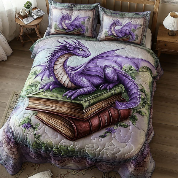 Eternal Scales quilted 3-piece bedding set on a made bed with two matching pillow shams