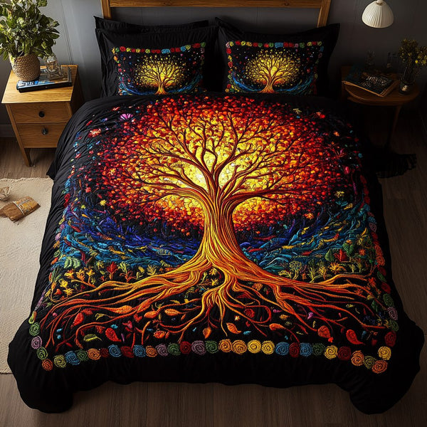 Ethereal Canopy quilted 3-piece bedding set on a made bed with two matching pillow shams