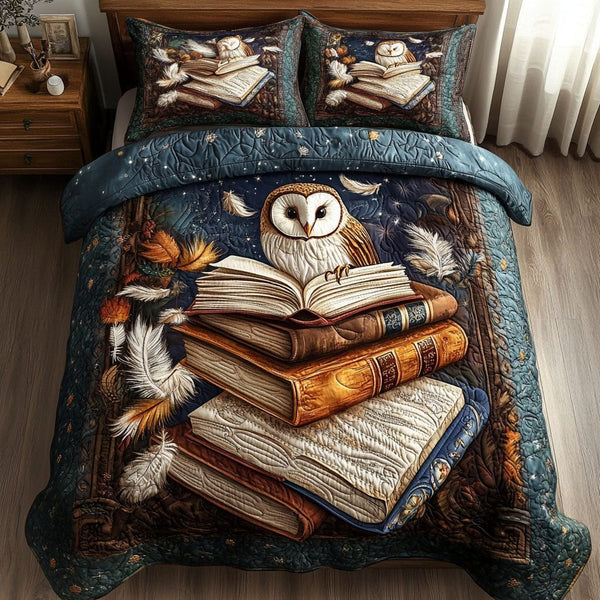 Ethereal Gaze quilted 3-piece bedding set on a made bed with two matching pillow shams
