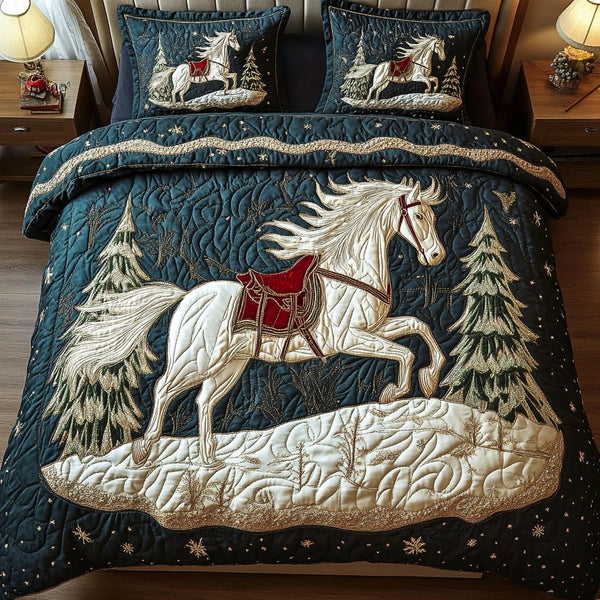Ethereal Ride quilted 3-piece bedding set on a made bed with two matching pillow shams