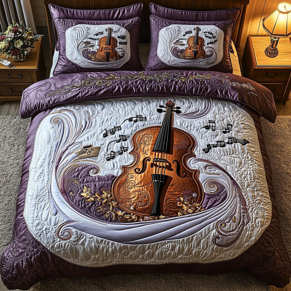 Festive Cello quilted 3-piece bedding set on a made bed in a winter-styled bedroom