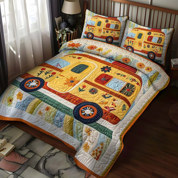 Festive Frost quilted 3-piece bedding set on a made bed in a winter-styled bedroom