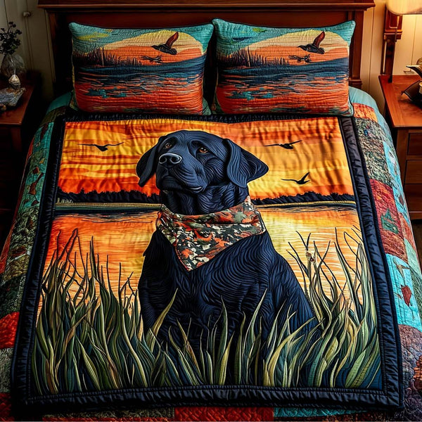 Field Hunter quilted 3-piece bedding set on a made bed with two matching pillow shams