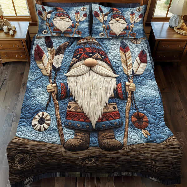 Forest Scout quilted 3-piece bedding set on a made bed with two matching pillow shams