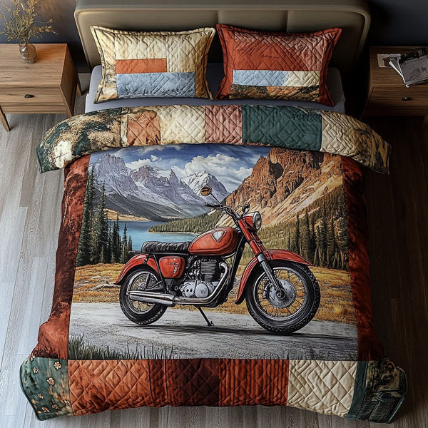 Freedom Unleashed quilted 3-piece bedding set on a made bed in a warmly lit bedroom