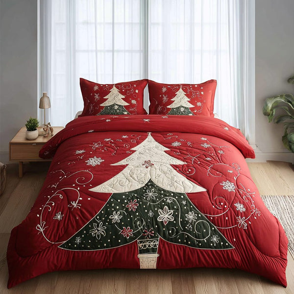 Frost Garden quilted 3-piece bedding set on a made bed in a winter-styled bedroom